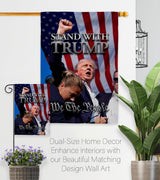 Stand with Trump Rally 2024 Flag Wall Hanging Deor for Home Poster Porch We The People President 47 MAGA Yard Sign Outdoor Patriotic Decorations, Republican Gifts Made in USA