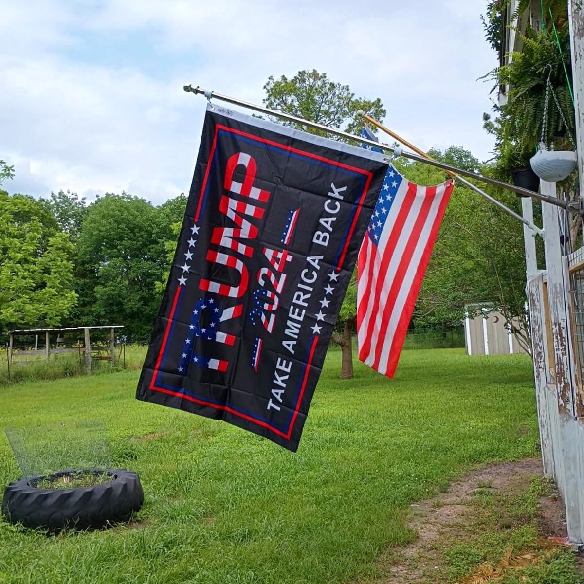 Double Sided Red Trump 2024 Flag 3x5 Made in USA Outdoor Heavy Duty 3 Ply Polyester Trump Take America Back Flag with White Starting Tape and 2 Brass Grommets