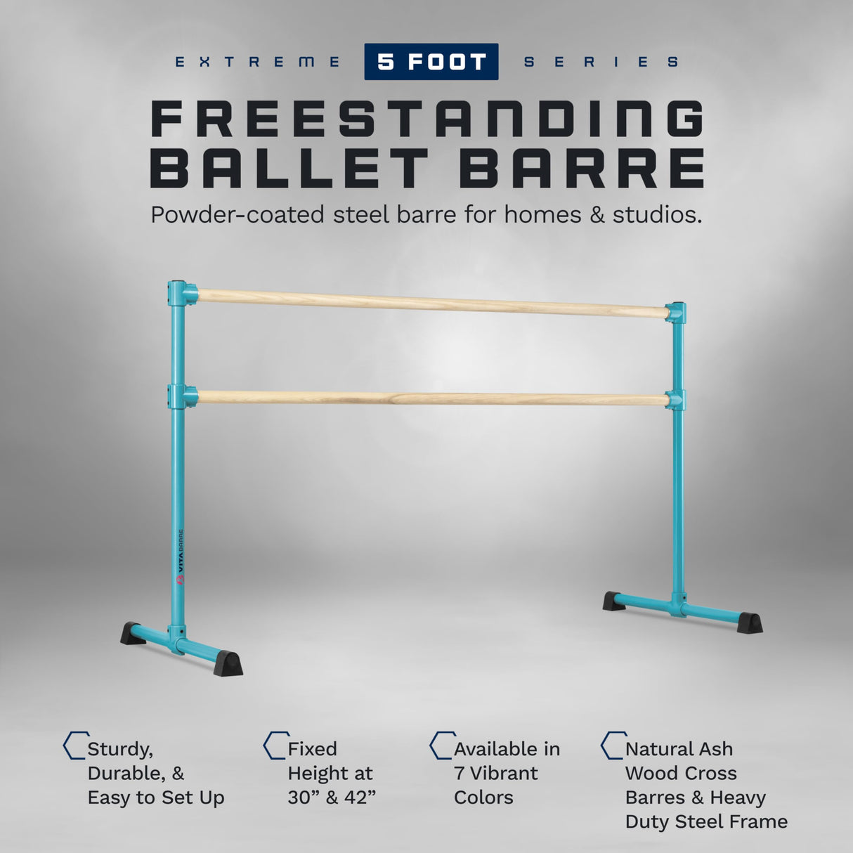 VITA Barre Portable Freestanding Double Ballet Barre, Extreme, Wood | Fixed Height, Made in USA, Home or Gym Exercise Equipment for Kids & Adults | Dance, Fitness, Pilates