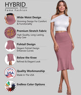 Hybrid & Company Womens Premium Nylon Ponte Stretch Office Fishtail Pencil Skirt High Waist Made in The USA Below Knee