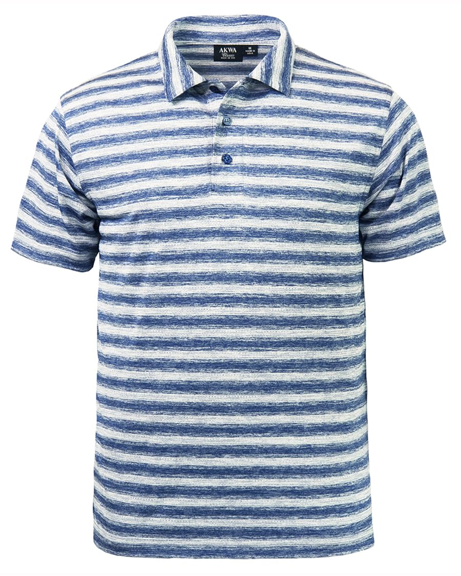 Akwa Men's Short Sleeve Ombre Stripe Polo Made in USA