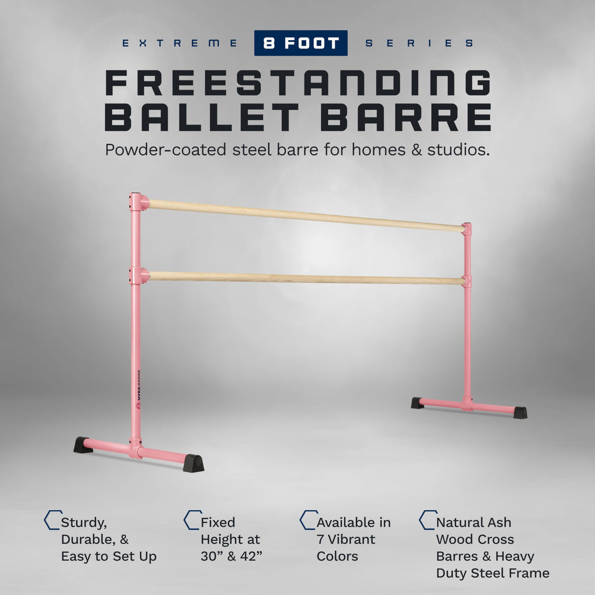VITA Barre Portable Freestanding Double Ballet Barre, Extreme, Wood | Fixed Height, Made in USA, Home or Gym Exercise Equipment for Kids & Adults | Dance, Fitness, Pilates