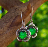 Bottled Up Designs Handmade Bloom Once More Earrings, Recycled Vintage Glass, Sterling Silver, Eco Friendly, Made in USA, Birthday Gifts, Mothers Day, Women, Anniversary (Olive Wine Bottle)