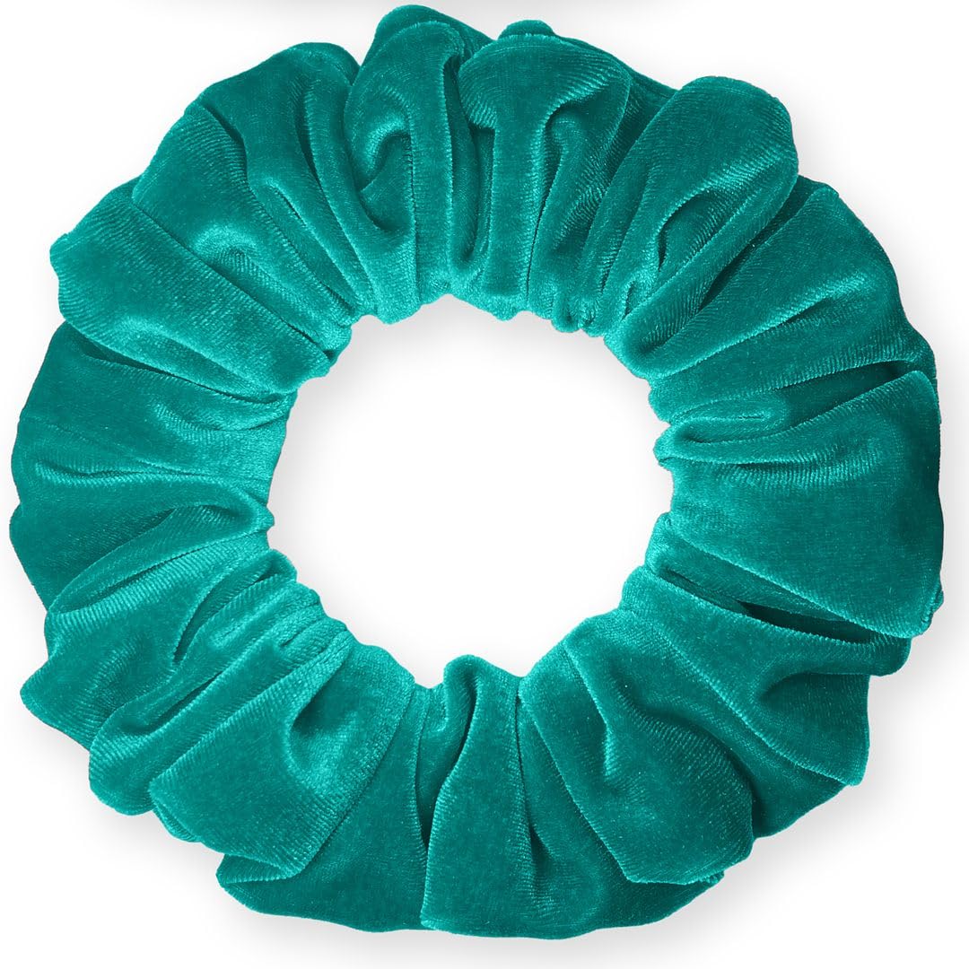 Velvet Scrunchies Jumbo Size Plush Big Ponytail Holders Thick Braided Locked Hair Big Made in the USA Green Pine