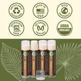 USDA Organic Lip Balm 6-Pack by Earth's Daughter Stocking Stuffers - Fruit Flavors, Beeswax, Coconut Oil, Vitamin E - Best Lip Repair Chapstick for Dry Cracked Lips - Moisturizing Lip Care