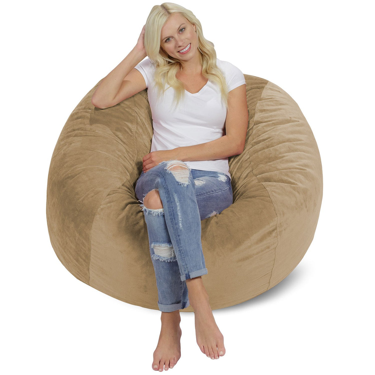 Chill Sack Bean Bag Chair: Giant 4' Memory Foam Furniture Bean Bag - Big Sofa with Soft Micro Fiber Cover - Black