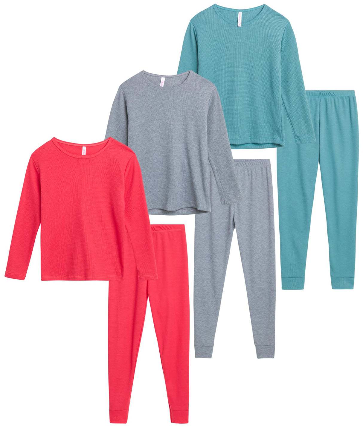 Sweet Hearts Girls' Thermal Underwear Set - 6 Piece Waffle Knit Top and Long Johns Base Layer Set: Made in USA (2T-16)