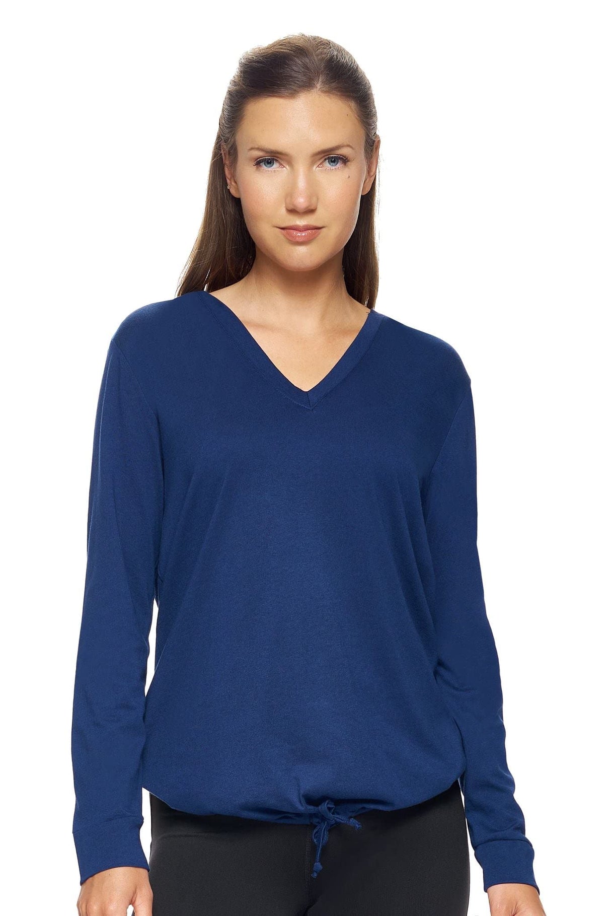 Expert Brand USA-Made Women's Lenzing Modal Soft Casual MoCA V-Neck Cinch Plant-Based Hoodie