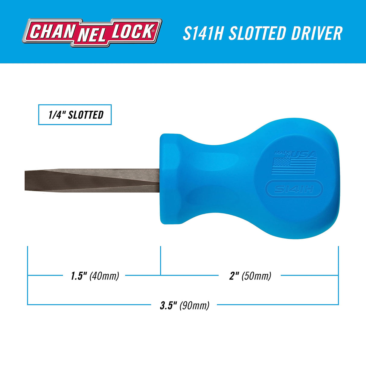 CHANNELLOCK S566H 5/16 x 6-inch Professional Slotted Screwdriver, Magnetic Tip, Made in USA, Molded Tri-Lobe Grip