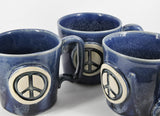 Handmade Coffee Mug - Peace Sign 14oz Blue