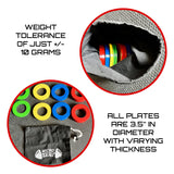 Micro Gainz Calibrated Fractional Weight Plates Set, 8 Piece Olympic Weight Plates Set with Bag, Designed for Olympic Barbells for Strength Training and Micro Loading, Made in USA