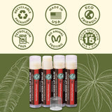USDA Organic Lip Balm 6-Pack by Earth's Daughter Stocking Stuffers - Fruit Flavors, Beeswax, Coconut Oil, Vitamin E - Best Lip Repair Chapstick for Dry Cracked Lips - Moisturizing Lip Care
