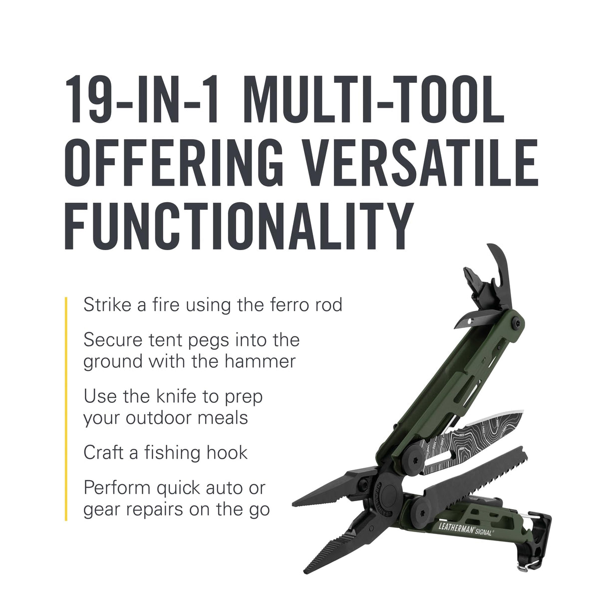 LEATHERMAN, Signal, 19-in-1 Multi-tool for Outdoors, Camping, Hiking, Fishing, Survival, Durable & Lightweight EDC, Made in the USA, Aqua/Silver with Nylon Sheath