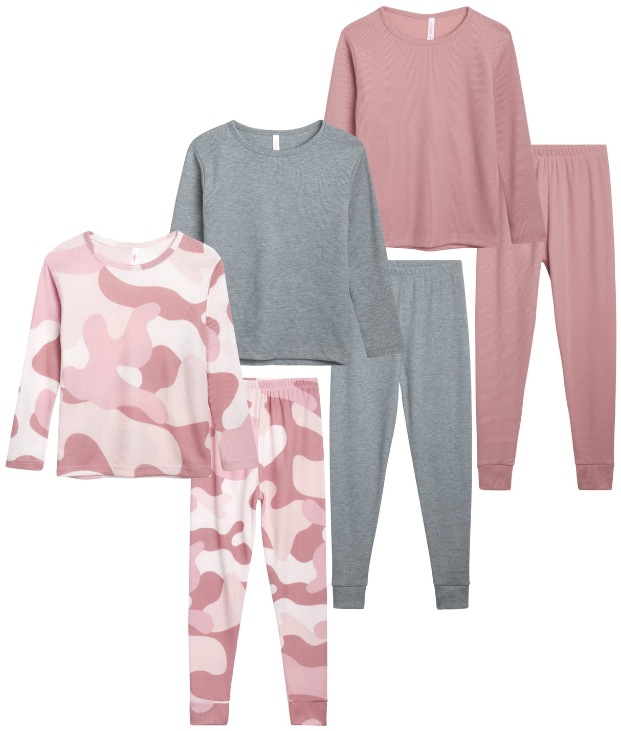 Sweet Hearts Girls' Thermal Underwear Set - 6 Piece Waffle Knit Top and Long Johns Base Layer Set: Made in USA (2T-16)