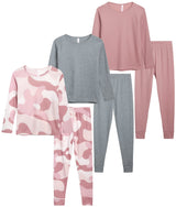 Sweet Hearts Girls' Thermal Underwear Set - 6 Piece Waffle Knit Top and Long Johns Base Layer Set: Made in USA (2T-16)