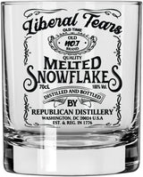 Liberal Tears Melted Snowflake Label Whiskey Glass | Republican Distillery Est. 1776 | Conservative Gifts For Men | Retirement Gifts for Old Men | Liberal Tears Wine Glass (11 oz)