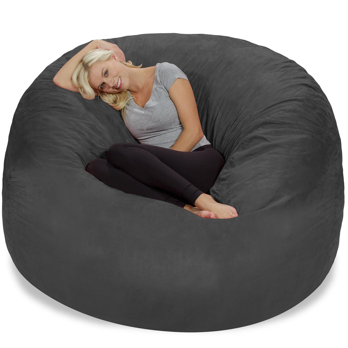 Chill Sack Bean Bag Chair: Giant 6' Memory Foam Furniture Bean Bag - Big Sofa with Soft Micro Fiber Cover, Charcoal