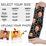 Custom Face Socks with Photo Novelty Crew Socks, Personalized Red Hearts Unisex Crew Sock Gifts for Men Women Made in USA