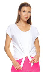 Expert Brand USA-Made Women's MoCA Cotton Blend Split Front Tie T-Shirt