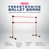 VITA Barre Portable Freestanding Double Ballet Barre, Prodigy, Aluminum | Adjustable Height, USA Made, Home or Gym Exercise Equipment for Kids & Adults | Dance, Fitness, Pilates