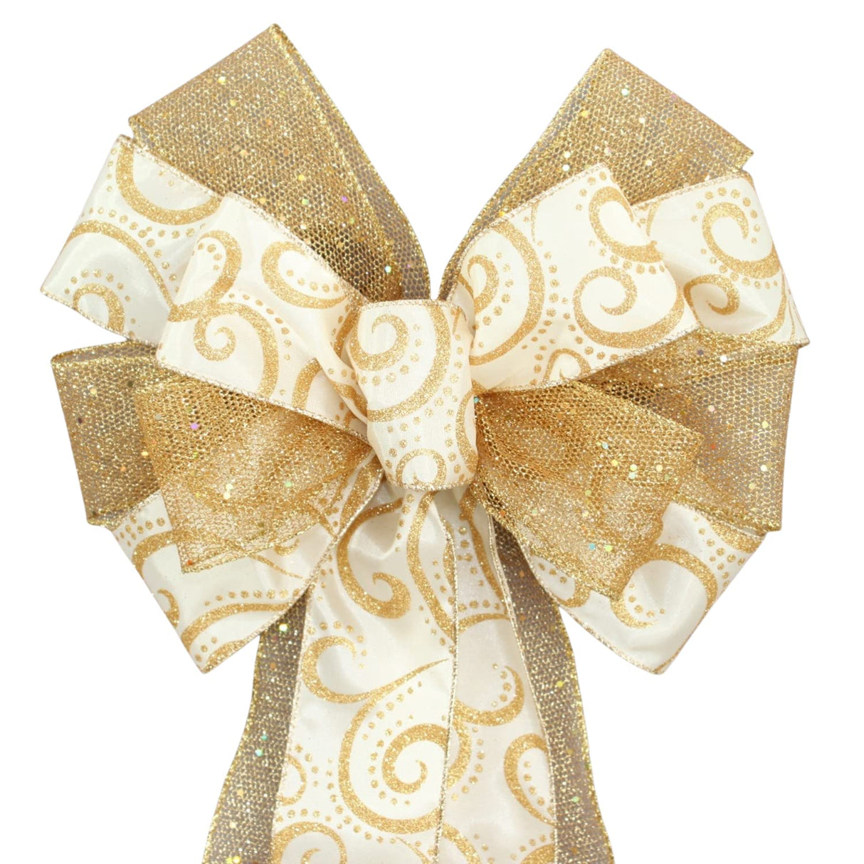 Ivory Gold Branches Christmas Wreath Bow - Package Perfect Bows Made in USA