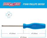 CHANNELLOCK P104H #1 x 4-inch Professional Phillips Screwdriver, Magnetic Tip, Made in USA, Molded Tri-Lobe Grip