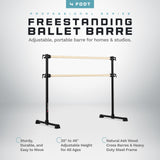 VITA Barre Portable Freestanding Double Ballet Barre, Professional | Adjustable Height, Made in USA, Home or Gym Exercise Equipment for Kids & Adults | Dance, Fitness, Pilates
