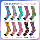 Custom Face Socks with Photo Novelty Crew Socks, Personalized Red Hearts Unisex Crew Sock Gifts for Men Women Made in USA