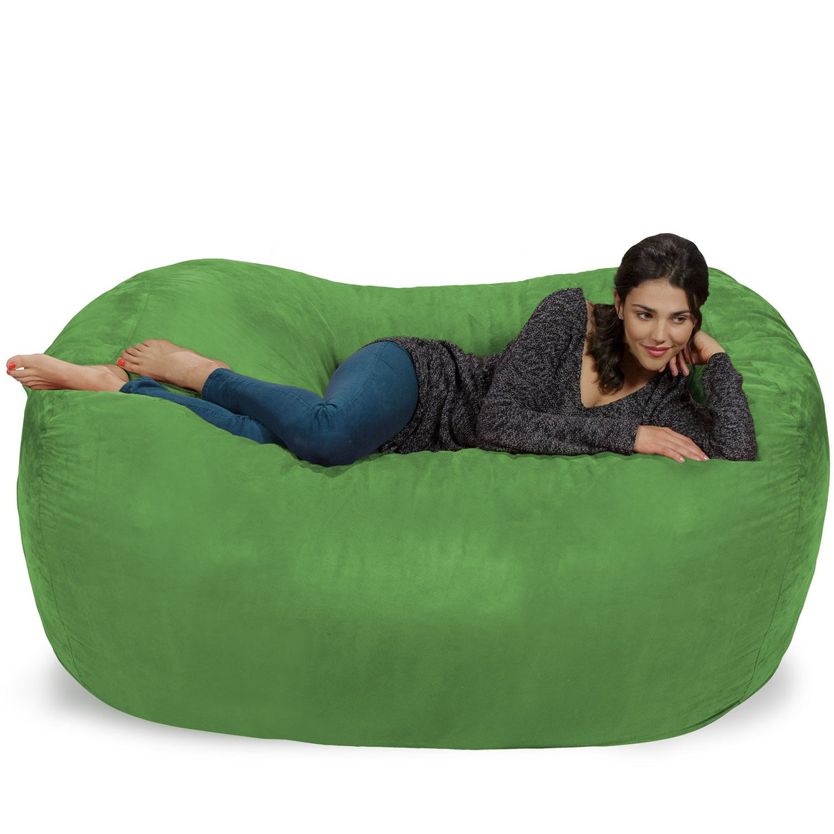 Chill Sack Bean Bag Chair: Huge 6' Memory Foam Furniture Bag and Large Lounger - Big Sofa with Soft Micro Fiber Cover - Red Furry