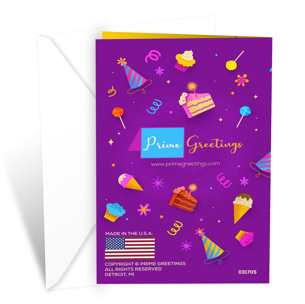 Prime Greetings Friend Birthday Card, Made in America, Eco-Friendly, Thick Card Stock with Premium Envelope 5in x 7.75in, Packaged in Protective Mailer