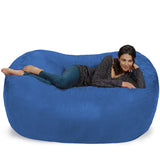 Chill Sack Bean Bag Chair: Huge 6' Memory Foam Furniture Bag and Large Lounger - Big Sofa with Soft Micro Fiber Cover - Red Furry