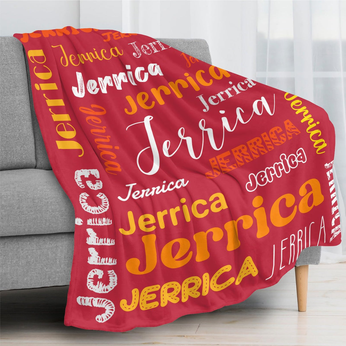 Custom Blanket with Name, Soft Cozy Personalized Name Blankets for Kids, Girls, Boys, Adults, Customized Christmas Blanket for Women, Men, Newborn, New Mom, Red Colors, Made in USA