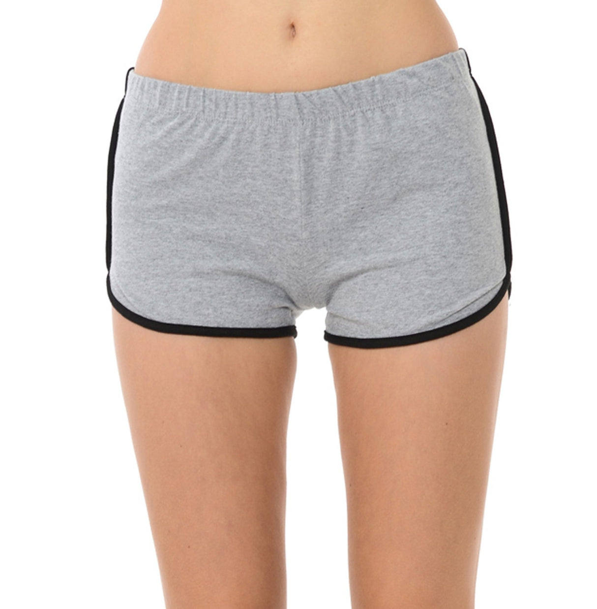 7Wins Women's Cotton Elastic Waist White Outline Active Lounge Shorts