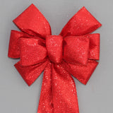 Red Metallic Sparkle Christmas Wreath Bow - Christmas Bow Package Perfect Bows are Made in USA