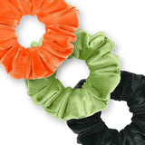 Velvet Scrunchies 3-Pack Gift Set Premium Plush Ponytail Holder Made in the USA Burgundy Forest Black