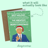 President Donald Trump Funny Christmas Card for Men or Women - Greatest Christmas Ever - Hilarious Holiday Card for Best Friend - Inappropriate Christmas Card - Donald Trump Christmas Card