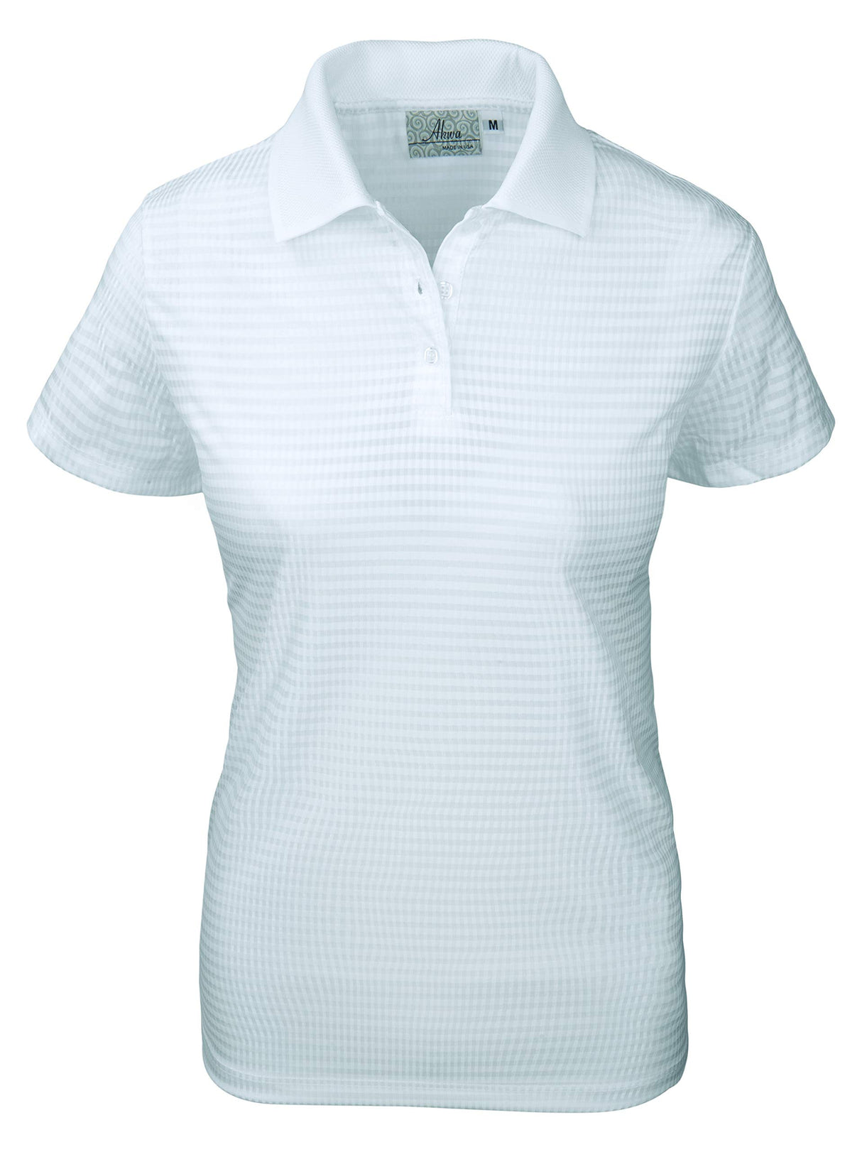 Akwa Made in USA Women's Dry Wicking Polo Shirt with Check Pattern and No-Curl Collar