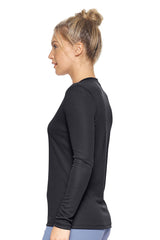 Expert Brand USA-Made Women's Drimax Dry Fit V Neck Athletic Long Sleeve