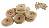 Wood Wheels - 12 Pack with Free Axle Pegs - Made in USA (1.5" Diameter)