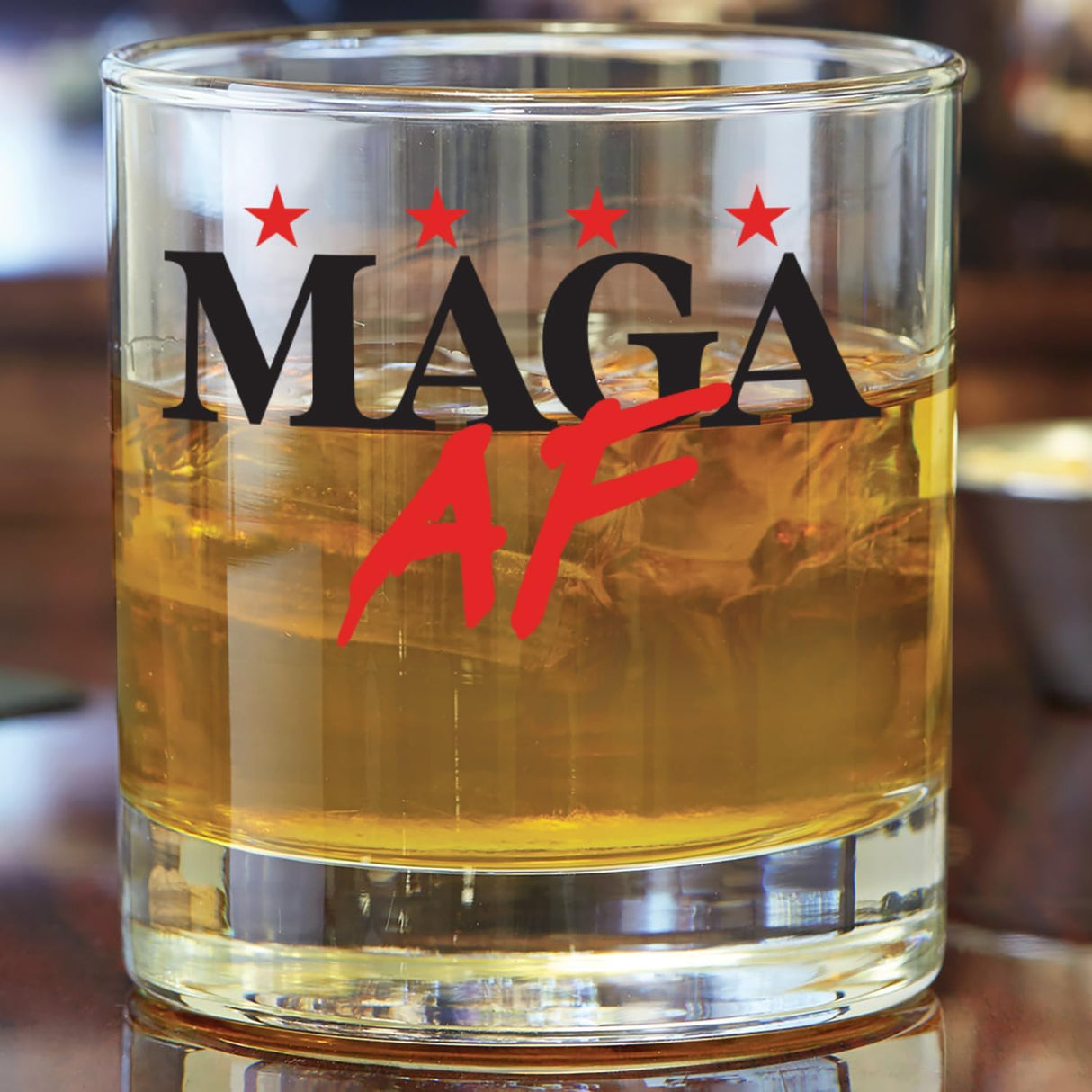 MAGA AF W 100% MAGA 10.5 oz Whiskey Glass for Dad, Gift for Husband, Stepfather Gift Idea, Unique Gifts for Men, Trump Stuff, Maga Merch