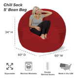 Chill Sack Bean Bag Chair: Giant 5' Memory Foam Furniture Bean Bag - Big Sofa with Soft Micro Fiber Cover - Black