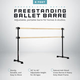 VITA Barre Portable Freestanding Double Ballet Barre, Professional | Adjustable Height, Made in USA, Home or Gym Exercise Equipment for Kids & Adults | Dance, Fitness, Pilates