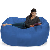Chill Sack Bean Bag Chair: Huge 6' Memory Foam Furniture Bag and Large Lounger - Big Sofa with Soft Micro Fiber Cover - Red Furry