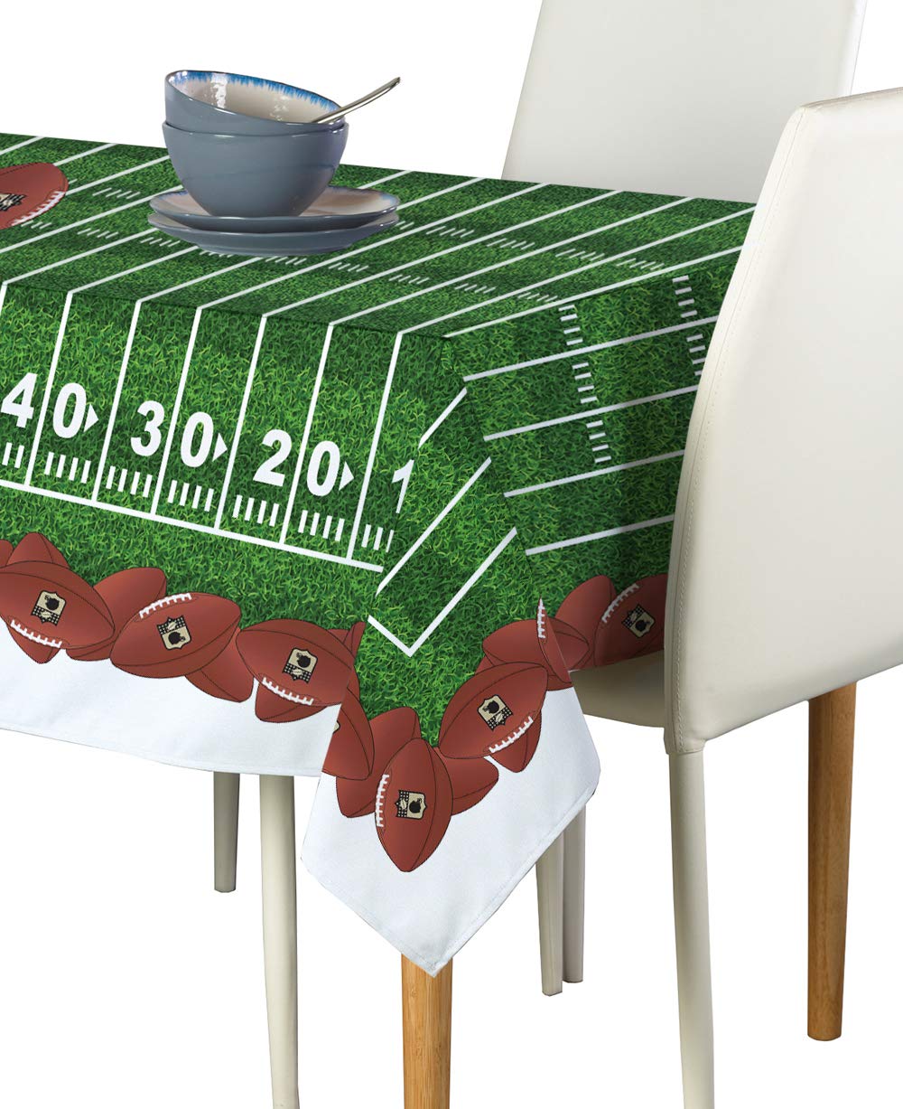 Fabric Textile Products | Football Garland Tablecloth | Game Day Rectangular Tablecloth | 60" x 84" | Machine Washable and Stain-Resistant for Easy Care | Made in The USA