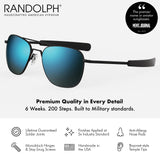 Randolph USA | Matte Black Classic Aviator Sunglasses for Men or Women 100% UV