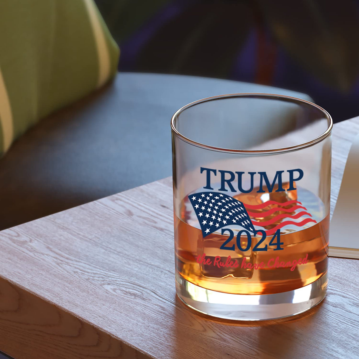 Trump 2024 The Rules Have Changed | 11 oz Bourbon Whiskey Rock Glass | Old Fashioned Whiskey Tasting Glasses For Men | Retirement Gifts For Men | Made In USA
