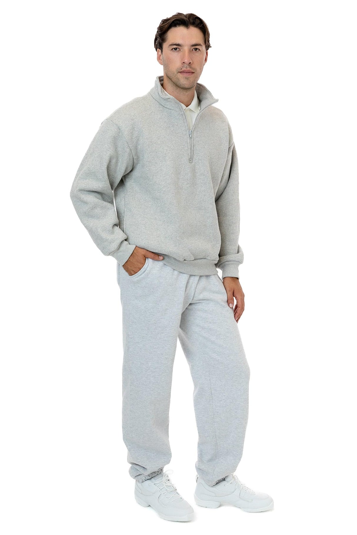 Los Angeles Apparel Heavy Fleece X Half Zip Sweater (Piece Dye)