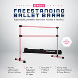 VITA Barre Portable Freestanding Double Ballet Barre, Prodigy, with Carry Bag | Adjustable Height, USA Made, Home or Gym Exercise Equipment for Kids & Adults | Dance, Fitness, Pilates