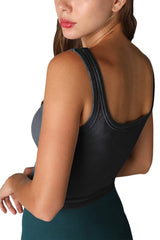 NIKIBIKI Women Seamless Vintage Chevron Ribbed Crop Top, Made in U.S.A, One Size