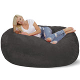 Chill Sack Bean Bag Chair: Huge 6' Memory Foam Furniture Bag and Large Lounger - Big Sofa with Soft Micro Fiber Cover - Red Furry